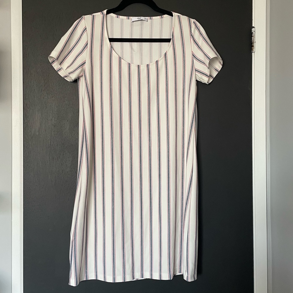 Mango White Striped Shift Dress - Size Small
